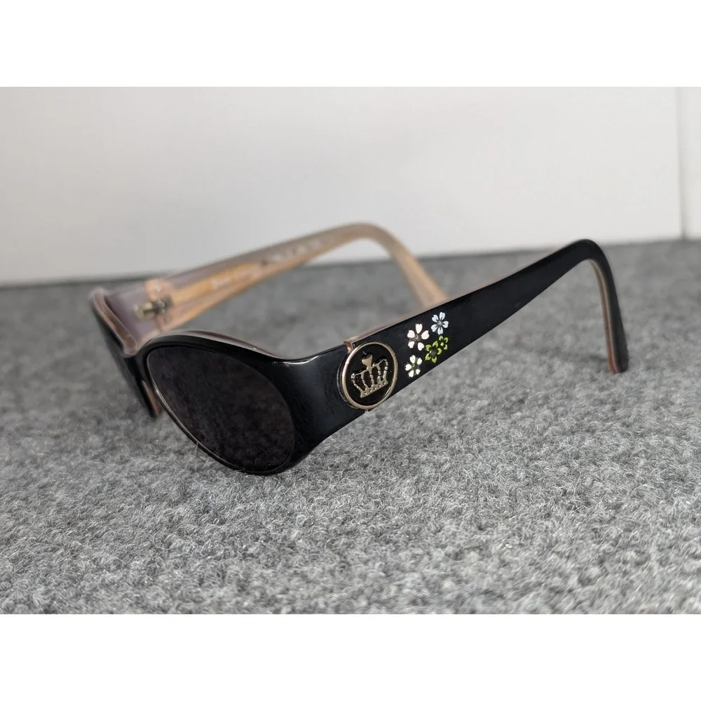 Juicy Couture Kids Size Sunglasses Crown Flowers Black Pink Girls Y2K Vtg